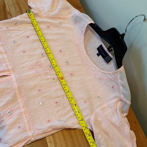 Pink Embroidered Cotton Short Cropped Blouse Top, NWOT, Size M - Picture 12 of 13